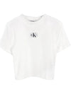 Logo Patch Ribbed Short Sleeve T-Shirt White - CALVIN KLEIN - BALAAN 2