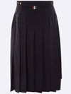 4 Bar Logo Plain Weave Wool Pleated Skirt Navy - THOM BROWNE - BALAAN 2