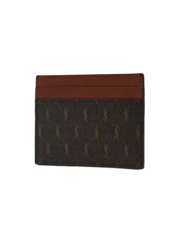 Monogram Canvas Card Wallet Brown - SAINT LAURENT - BALAAN 4