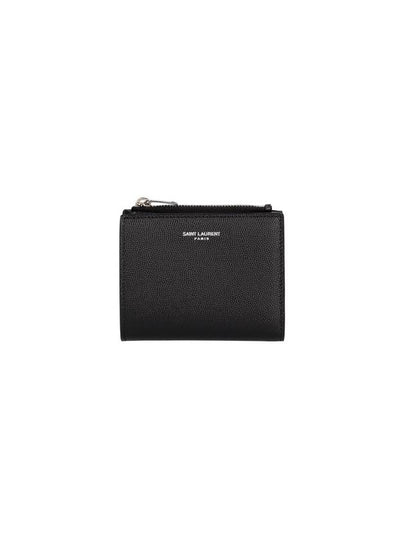 Grain de Poudre Embossed Leather Zipper Card Wallet Black - SAINT LAURENT - BALAAN 2