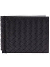 Intrecciato Money Clip Card Wallet Dark Brown - BOTTEGA VENETA - BALAAN 3