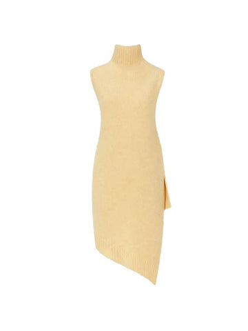 Asymmetric Hem Turtleneck Midi Dress Yellow - JIL SANDER - BALAAN 1