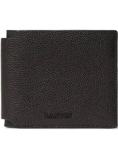 Logo Emboss Hardware Grain Leather Wallet Half LM SLA8CS - LANVIN - BALAAN 1