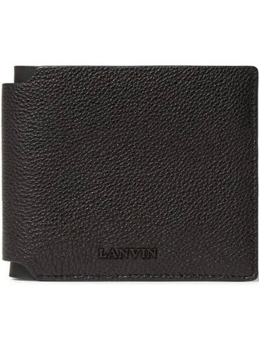Logo Emboss Hardware Grain Leather Wallet Half LM SLA8CS - LANVIN - BALAAN 1