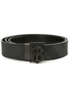 Men's Check Reversible Leather Belt Charcoal Graphite - BURBERRY - BALAAN 2