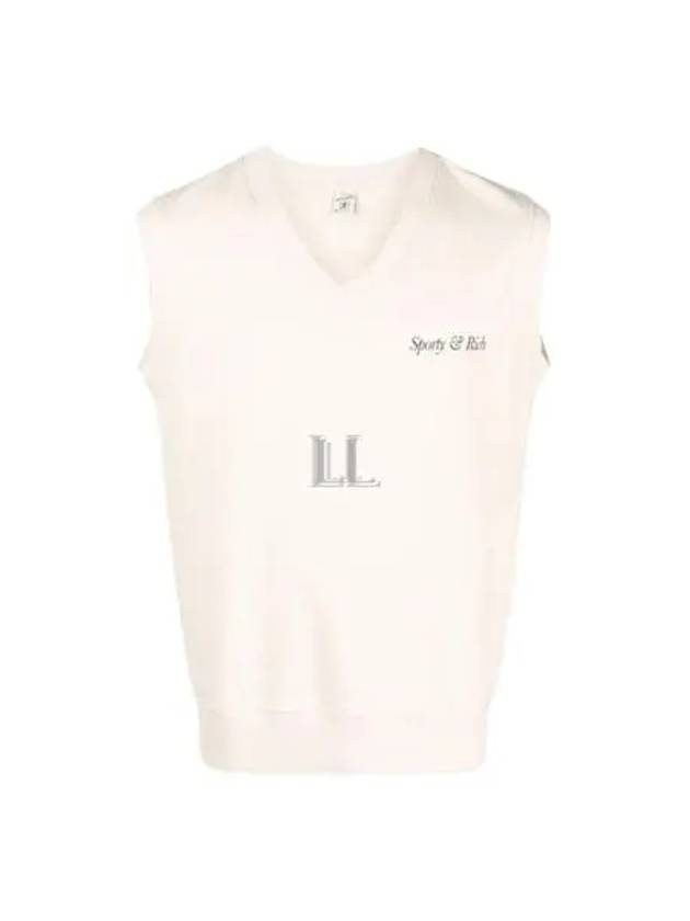 Italic Logo Print V-neck Vest Cream - SPORTY & RICH - BALAAN 2