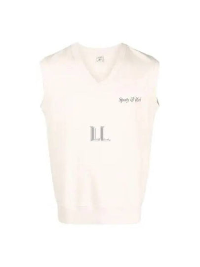 Italic Logo Print V-neck Vest Cream - SPORTY & RICH - BALAAN 2