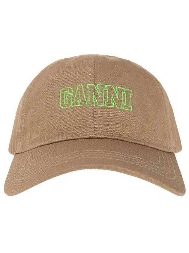 Hat embroidered logo ball cap brown A4603 5682 554 1059872 - GANNI - BALAAN 1