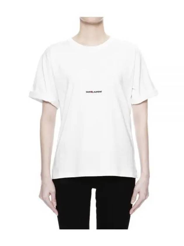 Rive Gauche Short Sleeve T-Shirt White - SAINT LAURENT - BALAAN 2