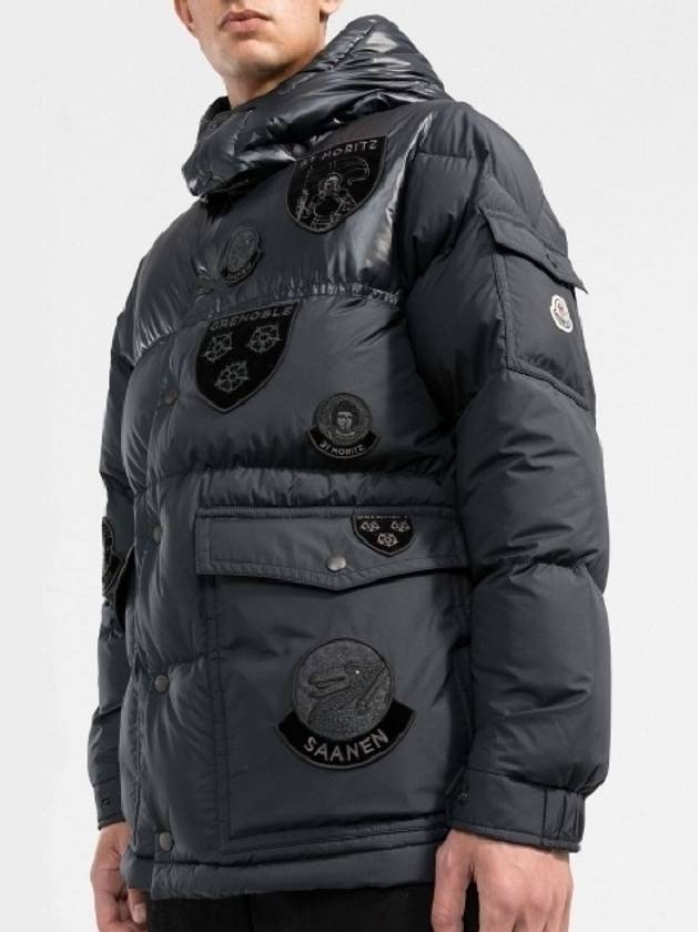 Men's Hyoseris Logo Patch Down Padding Black - MONCLER - BALAAN 3