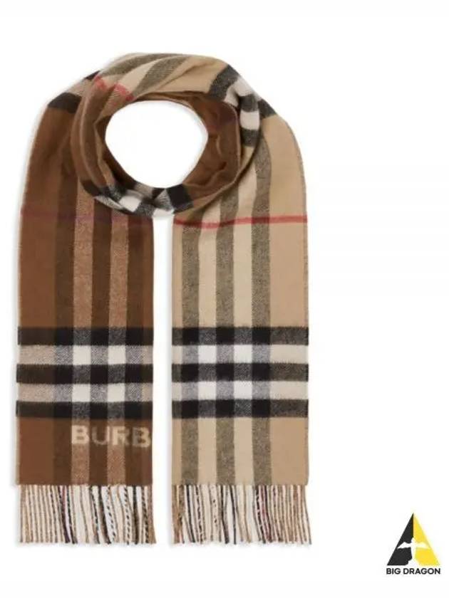 Contrast Check Cashmere Muffler Archive Beige Birch Brown - BURBERRY - BALAAN 2