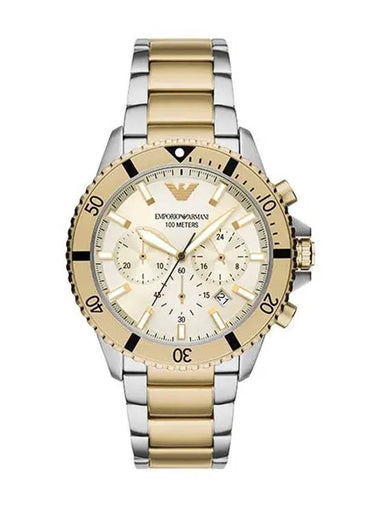 Diver Chronograph Metal Watch Silver Gold - EMPORIO ARMANI - BALAAN 1