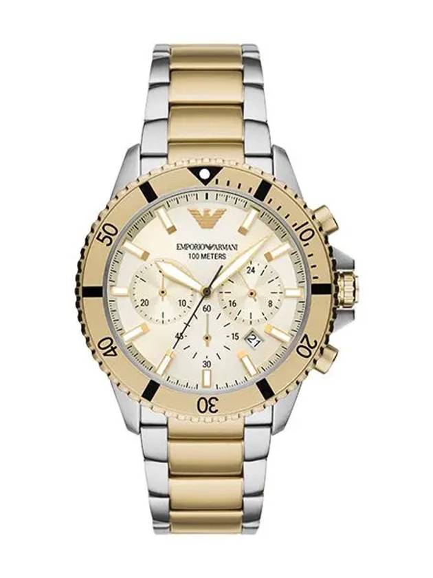 Diver Chronograph Metal Watch Silver Gold - EMPORIO ARMANI - BALAAN 3