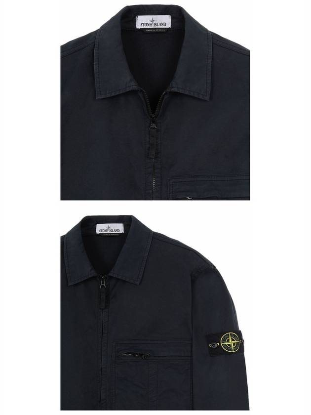 Stretch Cotton Twill Overshirt Zip-up Jacket Navy Blue - STONE ISLAND - BALAAN 6