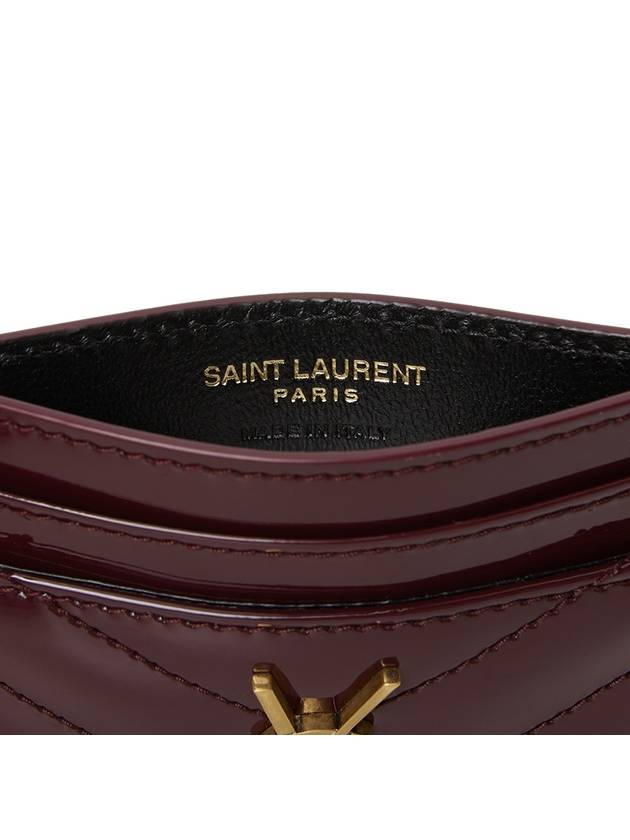 Cassandre Matelasse Patent Leather Card Wallet Dark Red Wine - SAINT LAURENT - BALAAN 6