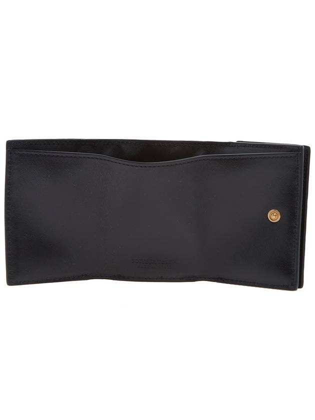 Tiny Tri-Fold Zipper Half Wallet Black - BOTTEGA VENETA - BALAAN 7