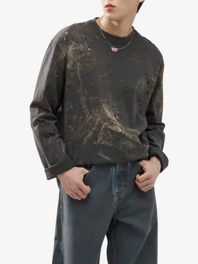 T-Crane Distressed Long Sleeve T-Shirt Black - DIESEL - BALAAN 2