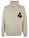 Logo High Neck Knit Zip-Up Cardigan Light Grey - ISABEL MARANT - BALAAN 2