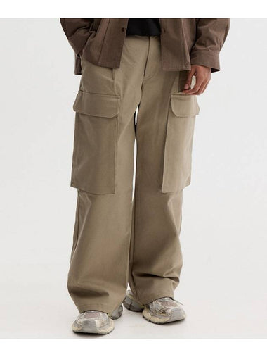 Twill wide pocket cargo pants khaki beige - THEN OUR - BALAAN 1