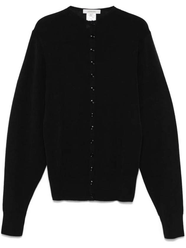 Fitted seamless wool cardigan black - LEMAIRE - BALAAN 1