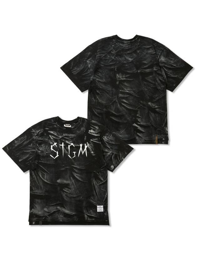 STGM Paint Dirty Washed Oversized Short Sleeves T Shirts Black - STIGMA - BALAAN 1