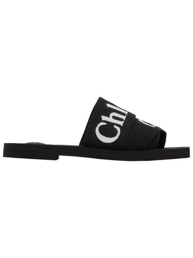 Woody Logo Slide Slippers Black - CHLOE - BALAAN 1