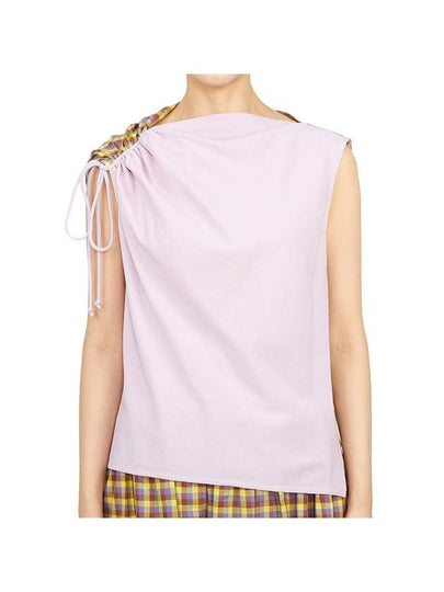 Veronica Plaid Ruched Sleeveless Pink - TORY BURCH - BALAAN 2