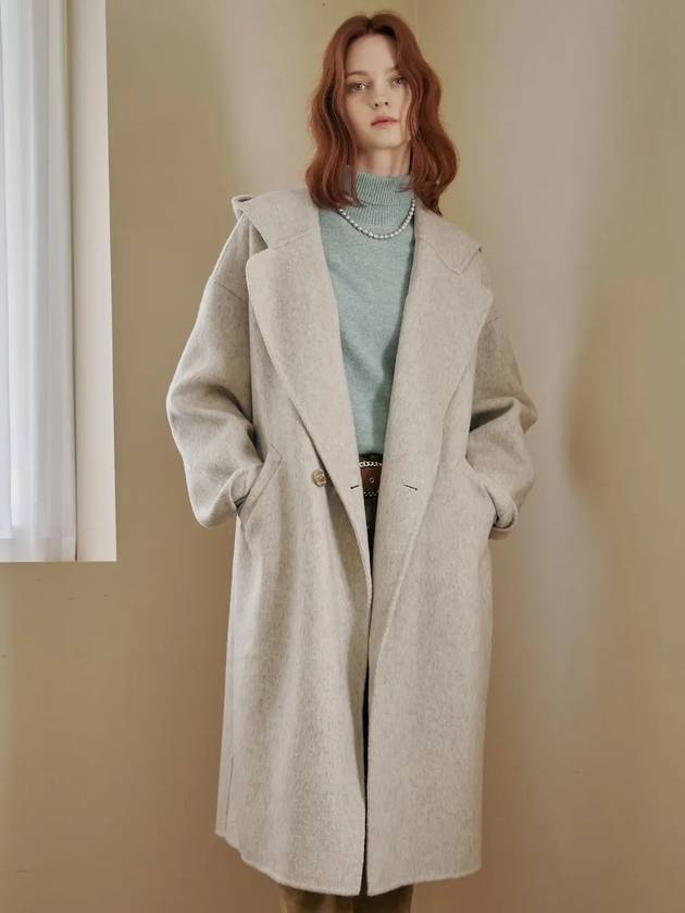 Handmade wide hooded wool double long coat - MAXZA - BALAAN 1