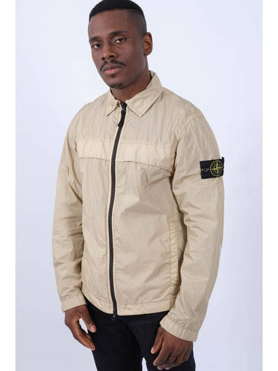 Garment Dyed Overshirt Zip Up Jacket Beige - STONE ISLAND - BALAAN 2