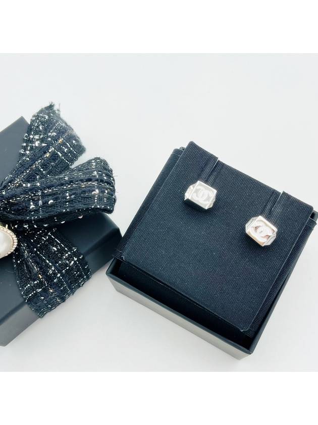 Earrings silver cubic square cube CC logo - CHANEL - BALAAN 5