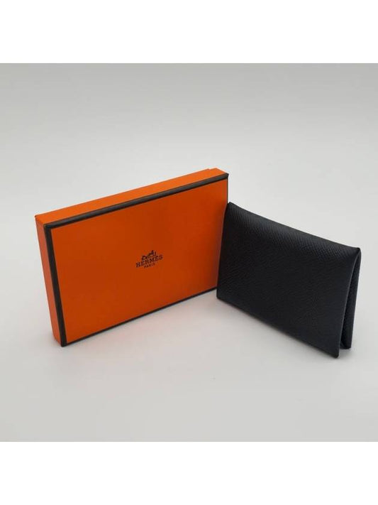 Calvi Absong Palladium Hardware Card Wallet Black - HERMES - BALAAN 2