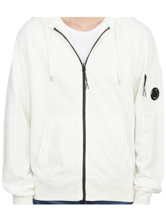 Light Fleece Zip Up Hoodie White - CP COMPANY - BALAAN 3