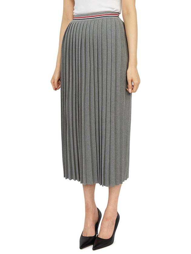 Cotton Stripe Pleated Skirt Grey - THOM BROWNE - BALAAN 3