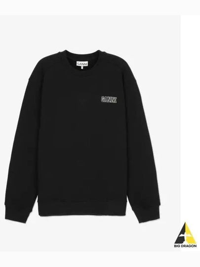 Embroidered Logo Cotton Sweatshirt Black - GANNI - BALAAN 2