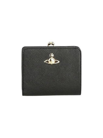 Saffiano Biogreen Orb Logo Half Wallet Black - VIVIENNE WESTWOOD - BALAAN 1