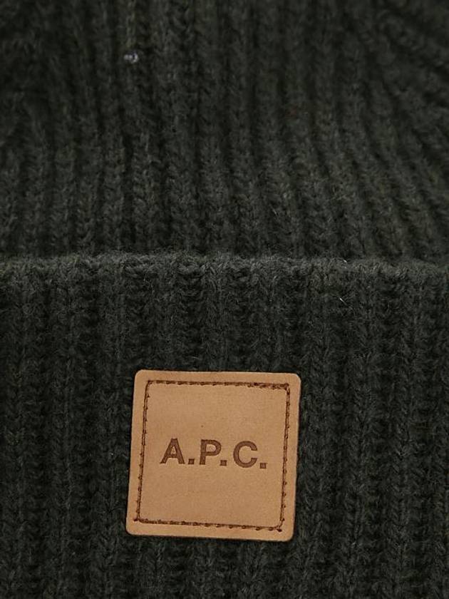 Logo Patch Wool Cashmere Beanie Verde - A.P.C. - BALAAN 4