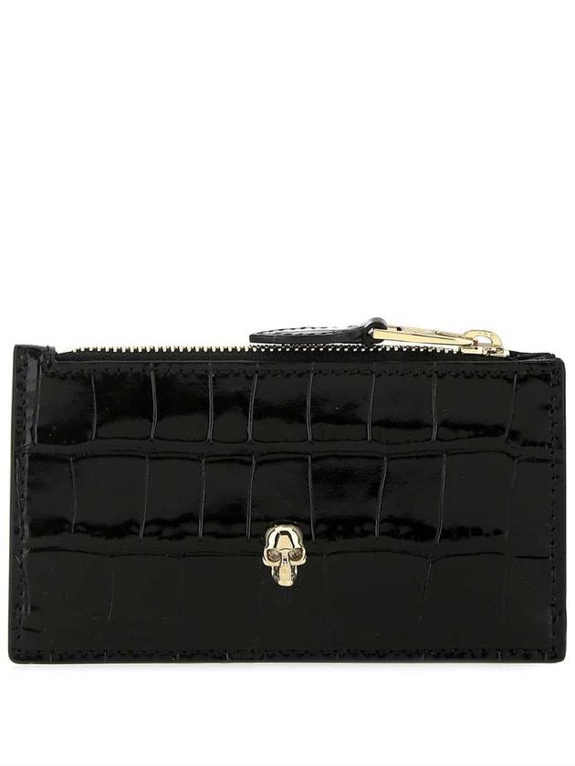 Skull Crocodile Embossed Zipper Card Wallet Black - ALEXANDER MCQUEEN - BALAAN 2