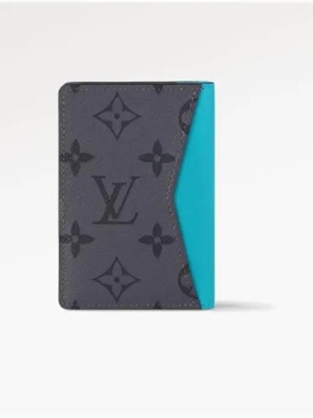 Monogram Pocket Organizer Card Wallet Grey Turquoise - LOUIS VUITTON - BALAAN 4