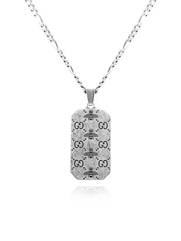 Signature Tag GG Bee Engraved Necklace Silver - GUCCI - BALAAN 1