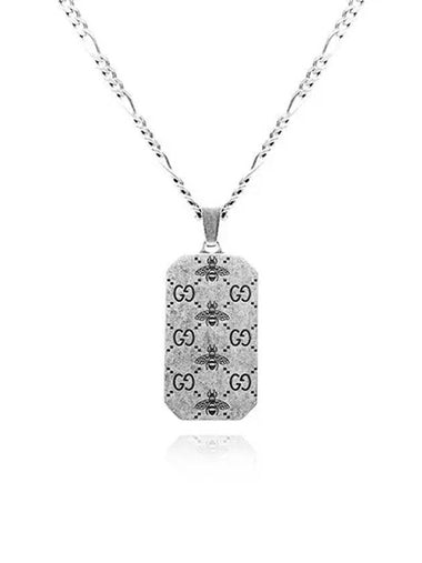 Signature Tag GG Bee Engraved Necklace Silver - GUCCI - BALAAN 1