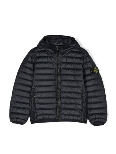 Kids Loom Woven Chembers R Nylon Zip Up Hoodie Navy - STONE ISLAND - BALAAN 1