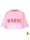 Logo Cotton Crop Short Sleeve T-Shirt Pink - MARNI - BALAAN 2