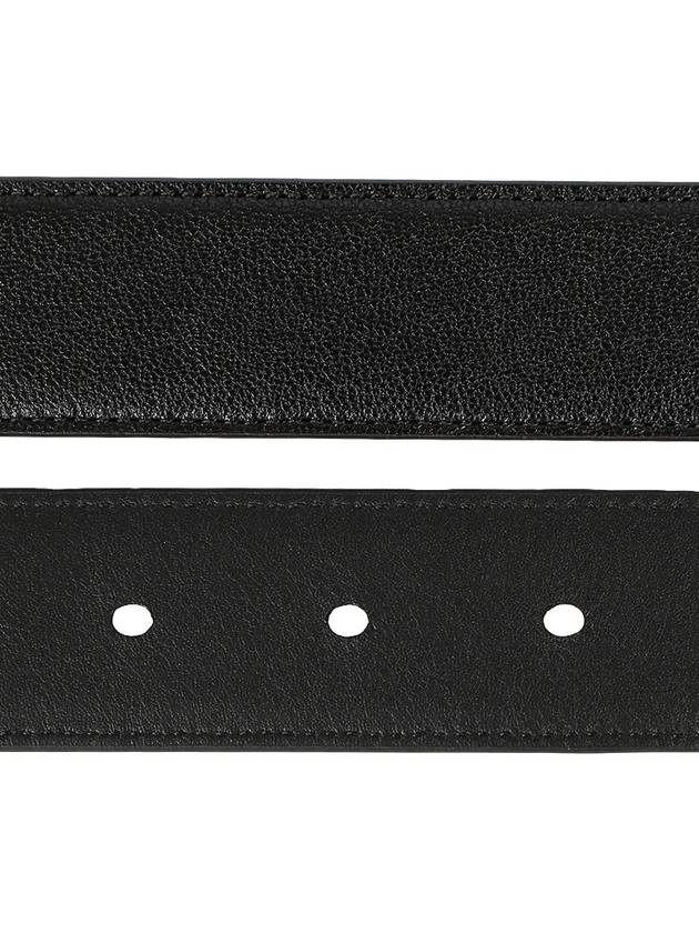 Silver Hardware Monogram Buckle Leather Belt Black - SAINT LAURENT - BALAAN 5