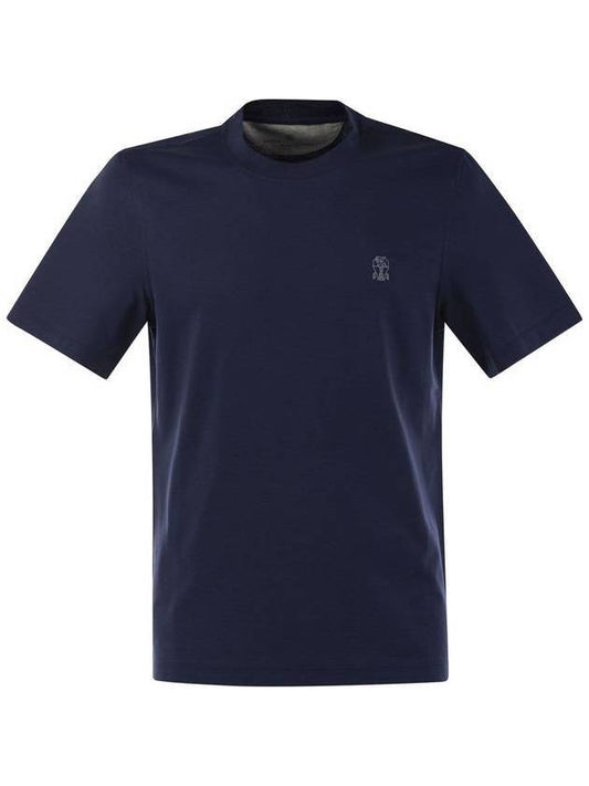 Logo Short Sleeve T-shirt Blue - BRUNELLO CUCINELLI - BALAAN 1
