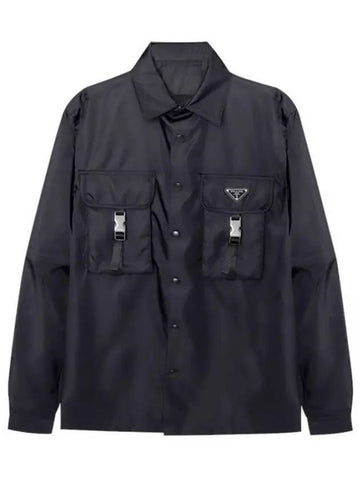 Re-Nylon Shirt Jacket Black - PRADA - BALAAN 1