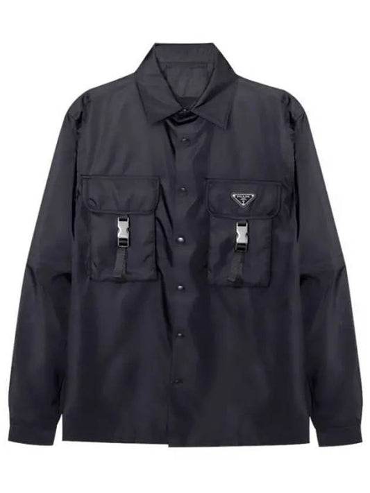 Re-Nylon Shirt Jacket Black - PRADA - BALAAN 1