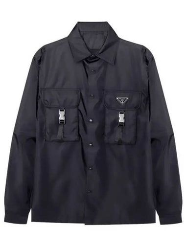 Re-Nylon Shirt Jacket Black - PRADA - BALAAN 1