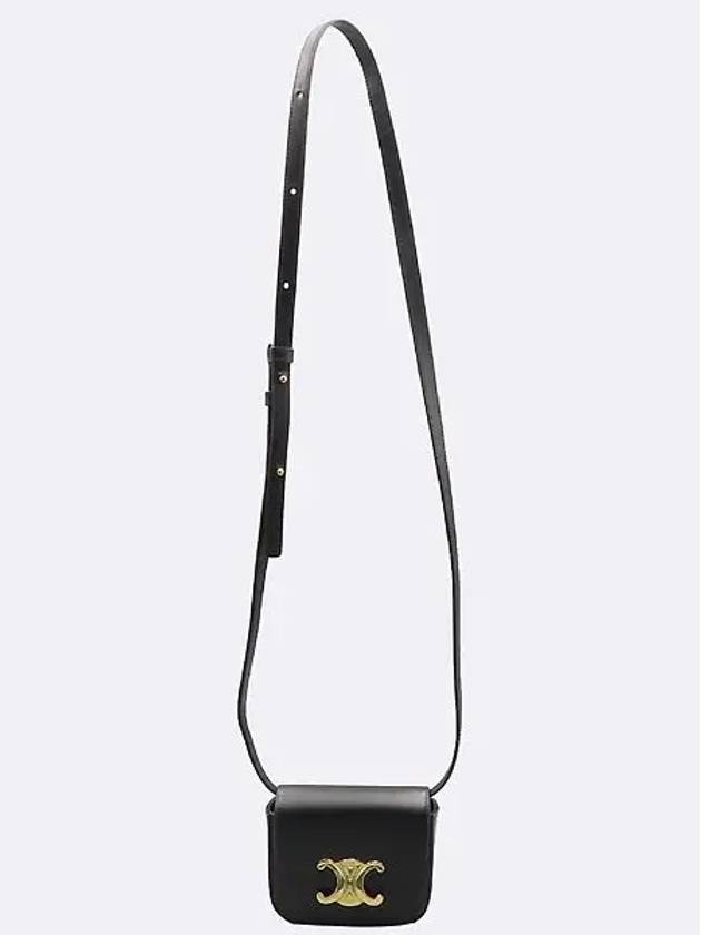 10I513 Black Leather Triope Mini Claude Shoulder Bag - CELINE - BALAAN 4