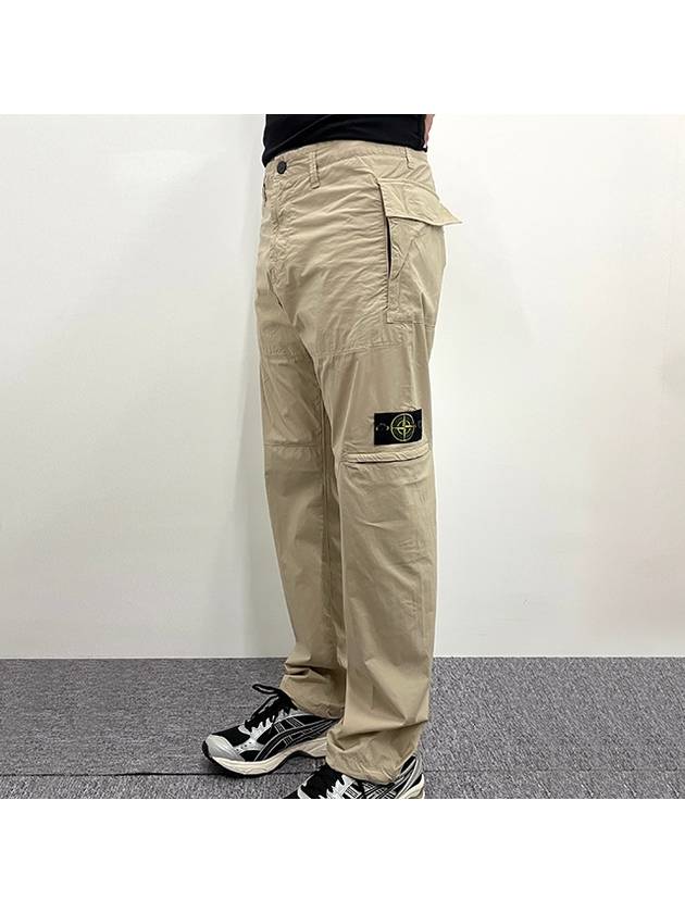 Logo Patch Cargo Cotton Straight Pants Beige - STONE ISLAND - BALAAN 4