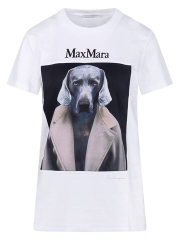 Graphic Print Crewneck Short Sleeve T-Shirt White - MAX MARA - BALAAN 1